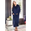 Women's Zip Up Fleece Robe With Hood, Soft Warm Plush Oversized Zipper Hooded Bathrobe