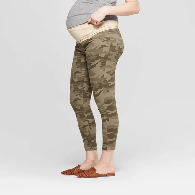 Maternity Camo Print Over Belly Skinny Cropped Jeans - Isabel Maternity By Ingrid & Isabel Olive 2 Maternity Camo Print Over Belly Skinny Cropped Jeans - Isabel Maternity By Ingrid & Isabel Olive - Image 2
