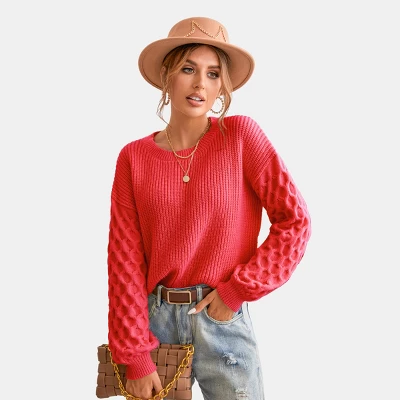 Women's Long Sleeve Honeycomb Knit Pullover Sweater - Cupshe 6 Women's Long Sleeve Honeycomb Knit Pullover Sweater - Cupshe - Image 6