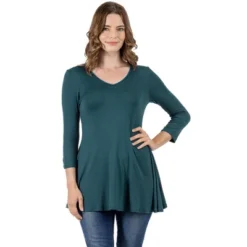 24seven Comfort Apparel Womens Three Quarter Sleeve V-Neck Tunic Top -Avenue Sale Store GUEST ba42f804 5588 44d0 aa48 efc8a960f95a