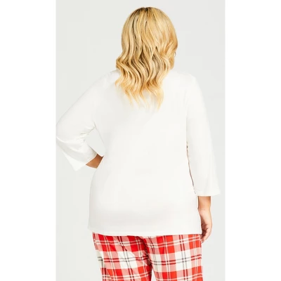 Women's Plus Size Robin Sleep Top - Cream | AVENUE 2 Women's Plus Size Robin Sleep Top - Cream | AVENUE - Image 2