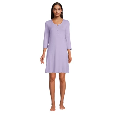Lands' End Women's Pointelle Rib 3/4 Sleeve Knee Length Nightgown 2 Lands' End Women's Pointelle Rib 3/4 Sleeve Knee Length Nightgown - Image 2