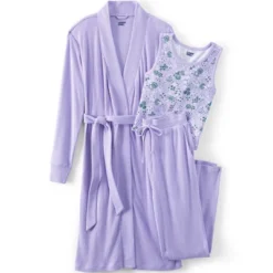 Lands' End Women's Cozy 3 Piece Pajama Set - Robe Top And Pants 13 Lands' End Women's Cozy 3 Piece Pajama Set - Robe Top And Pants -Avenue Sale Store GUEST bb721e8e 5261 4aba 82c4 665328b2db75