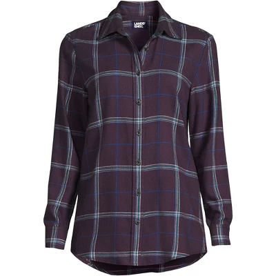 Lands' End Women's Tall Flannel Boyfriend Fit Long Sleeve Shirt 10 Lands' End Women's Tall Flannel Boyfriend Fit Long Sleeve Shirt - Image 10