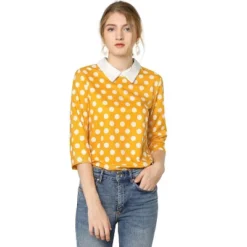 Allegra K Women's Polka Dots Contrast Peter Pan Collar Top 3/4 Sleeves Blouse 17 Allegra K Women's Polka Dots Contrast Peter Pan Collar Top 3/4 Sleeves Blouse -Avenue Sale Store GUEST be7bbbd5 ddc6 4f99 8ddb 88ff4de2490d