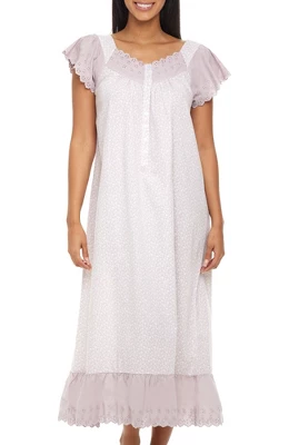 Women's Cotton Victorian Nightgown, Katelyn Short Sleeve Lace Trimmed Button Up Long Vintage Night Dress Gown 5 Women's Cotton Victorian Nightgown, Katelyn Short Sleeve Lace Trimmed Button Up Long Vintage Night Dress Gown - Image 5