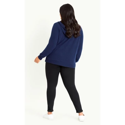 Women's Plus Size Soft Touch Zip Hoodie - Navy | EVANS 1 Women's Plus Size Soft Touch Zip Hoodie - Navy | EVANS