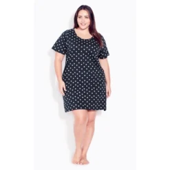 Women's Plus Size Daisy Short Nightdress - Navy | EVANS -Avenue Sale Store GUEST c16fe583 6e18 4e7a 97a4 4a22266d0852
