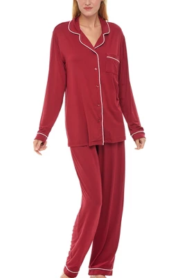 Women's Soft Knit Jersey Pajamas Lounge Set, Long Sleeve Top And Pants With Pockets 13 Women's Soft Knit Jersey Pajamas Lounge Set, Long Sleeve Top And Pants With Pockets - Image 13