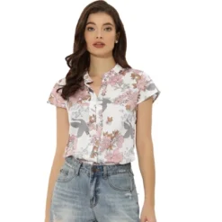 Allegra K Women's Satin Stand Collar Work Cap Sleeve Floral Blouse 11 Allegra K Women's Satin Stand Collar Work Cap Sleeve Floral Blouse -Avenue Sale Store GUEST c2af805c 92cc 423d 8bf9 a0e29e7c51ea