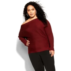 Women's Plus Size Stella Sweater - Port | CITY CHIC -Avenue Sale Store GUEST c2c295c9 0132 46be 95ff 9b048450ac20