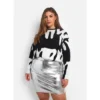 Rebdolls Women's Pepper Knit Abstract Print Oversized Sweater