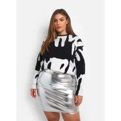 Rebdolls Women's Pepper Knit Abstract Print Oversized Sweater