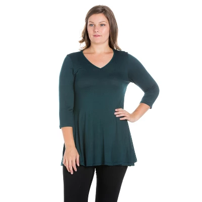 24seven Comfort Apparel Womens Plus Size Three Quarter Sleeve V-Neck Tunic Top 6 24seven Comfort Apparel Womens Plus Size Three Quarter Sleeve V-Neck Tunic Top - Image 6