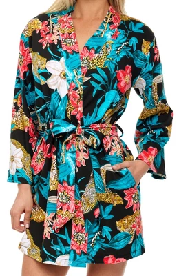 Women's Soft Cotton Knit Jersey Lounge Robe With Pockets, Short Bathrobe 12 Women's Soft Cotton Knit Jersey Lounge Robe With Pockets, Short Bathrobe - Image 12