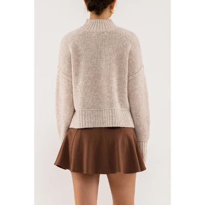 August Sky Women's Mock Neck Relaxed Heather Pullover Sweater 1 August Sky Women's Mock Neck Relaxed Heather Pullover Sweater