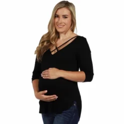 Womens Maternity Criss Cross Tunic Top