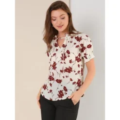 Allegra K Women's Ruffle Tie V Neck Casual Smocked Short Sleeve Floral Top Blouse 11 Allegra K Women's Ruffle Tie V Neck Casual Smocked Short Sleeve Floral Top Blouse -Avenue Sale Store GUEST c8d1e198 c0be 4dee a5ee d2dfd12ba12f