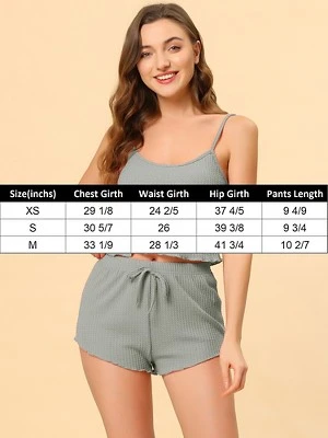 Cheibear Womens Sleepwear Pajama Knit Spaghetti Strap Cami Tops Shorts Lounge Pj Set 4 Cheibear Womens Sleepwear Pajama Knit Spaghetti Strap Cami Tops Shorts Lounge Pj Set - Image 4