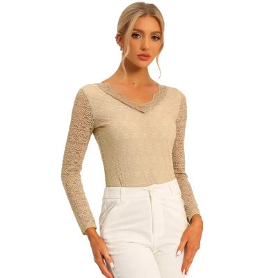 Allegra K Women's Floral Embroidery Sheer Long Sleeves Lace Blouse 14 Allegra K Women's Floral Embroidery Sheer Long Sleeves Lace Blouse - Image 14