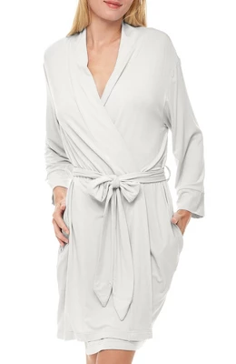 Women's Classic Soft Knit Short Lounge Robe With Pockets 12 Women's Classic Soft Knit Short Lounge Robe With Pockets - Image 12