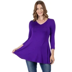 24seven Comfort Apparel Womens Three Quarter Sleeve V-Neck Tunic Top -Avenue Sale Store GUEST ce6bf5e2 340b 454c 8144 94e5b4c6c0c7