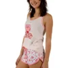 Kirby Daisies & Kanji Logo Women's Racer Back Tank Top & Dolphin Lounge Shorts Sleepwear Set