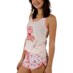 Kirby Daisies & Kanji Logo Women's Racer Back Tank Top & Dolphin Lounge Shorts Sleepwear Set