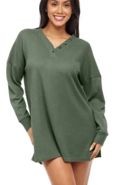 Women's Soft Ribbed Waffle Rib Knit Oversized Sleep Shirt, V-neck Night Shirt Sweater Top 17 Women's Soft Ribbed Waffle Rib Knit Oversized Sleep Shirt, V-neck Night Shirt Sweater Top -Avenue Sale Store GUEST cfaab809 6d16 4dca 82ca 3a62c70d84cb