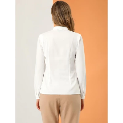 Allegra K Women's Elegant V Neck Work Office Button Up Shirt 4 Allegra K Women's Elegant V Neck Work Office Button Up Shirt - Image 4