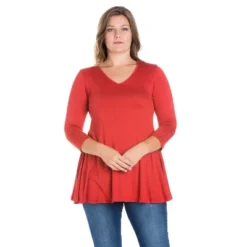 24seven Comfort Apparel Womens Plus Size Three Quarter Sleeve V-Neck Tunic Top 17 24seven Comfort Apparel Womens Plus Size Three Quarter Sleeve V-Neck Tunic Top -Avenue Sale Store GUEST d20846c0 44de 418f a194 c24e2e11a446