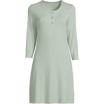 Lands' End Women's Pointelle Rib 3/4 Sleeve Knee Length Nightgown 5 Lands' End Women's Pointelle Rib 3/4 Sleeve Knee Length Nightgown - Image 5