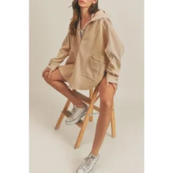 August Sky Women's Oversized Henley Fit Pullover