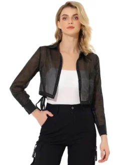 Allegra K Women's Button Front Tie Hem Point Collar Mesh Sheer Long Sleeve Shirt 14 Allegra K Women's Button Front Tie Hem Point Collar Mesh Sheer Long Sleeve Shirt -Avenue Sale Store GUEST d3a0d4bf 6763 4417 9635 b2cfc7503669