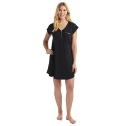 Softies - Piper - 36" Cap Sleeve V-Neck Sleep Shirt With Contrast Piping