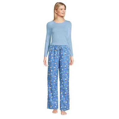Lands' End Women's Tall Pajama Set Knit Long Sleeve T-Shirt And Flannel Pants 2 Lands' End Women's Tall Pajama Set Knit Long Sleeve T-Shirt And Flannel Pants - Image 2