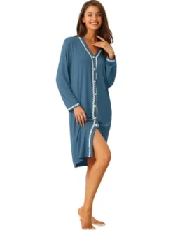 Cheibear Womens Button Down V Neck Long Sleeve Pajama Nightshirt Dress 15 Cheibear Womens Button Down V Neck Long Sleeve Pajama Nightshirt Dress -Avenue Sale Store GUEST d48095df ef95 46b8 821f affec4200cd3