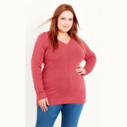 Women's Plus Size V Neck Jumper - Pink | EVANS 20 Women's Plus Size V Neck Jumper - Pink | EVANS -Avenue Sale Store GUEST d530ead7 f0cc 4174 a153 2b9c17ed343c