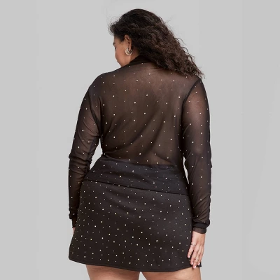 Women's Rhinestone Mesh Mock Turtleneck Top - Wild Fable™ 2 Women's Rhinestone Mesh Mock Turtleneck Top - Wild Fable™ - Image 2