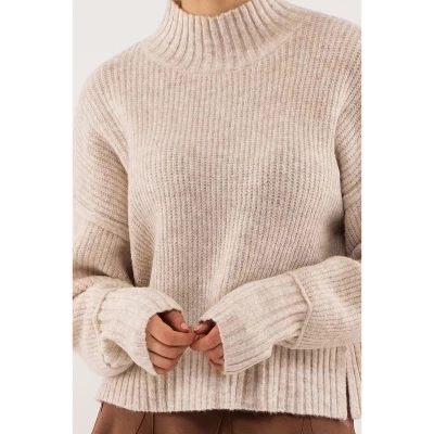August Sky Women's Mock Neck Relaxed Heather Pullover Sweater 3 August Sky Women's Mock Neck Relaxed Heather Pullover Sweater - Image 3