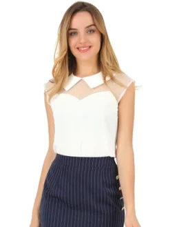 Allegra K Women's Mesh Semi Sheer Work Office Top Peter Pan Collar Shirt 14 Allegra K Women's Mesh Semi Sheer Work Office Top Peter Pan Collar Shirt -Avenue Sale Store GUEST d7a8ff98 f668 480c a148 0680dc942839