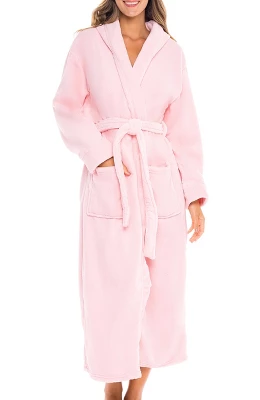 Women's Classic Winter Robe, Hooded Cozy Plush Fleece Bathrobe 15 Women's Classic Winter Robe, Hooded Cozy Plush Fleece Bathrobe - Image 15