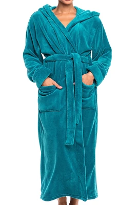 Women's Classic Winter Robe, Hooded Cozy Plush Fleece Bathrobe 8 Women's Classic Winter Robe, Hooded Cozy Plush Fleece Bathrobe - Image 8
