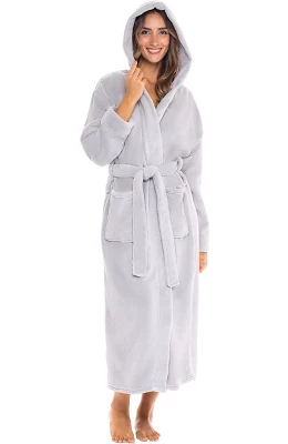 Women's Classic Winter Robe, Hooded Cozy Plush Fleece Bathrobe 17 Women's Classic Winter Robe, Hooded Cozy Plush Fleece Bathrobe - Image 17