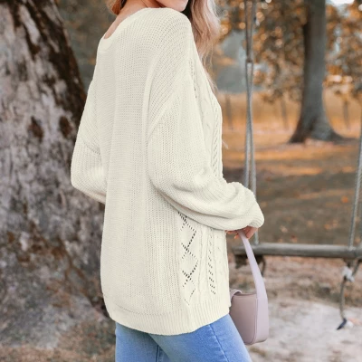 Women's Cutout Cable Knit One-Shoulder Sweater - Cupshe 4 Women's Cutout Cable Knit One-Shoulder Sweater - Cupshe - Image 4