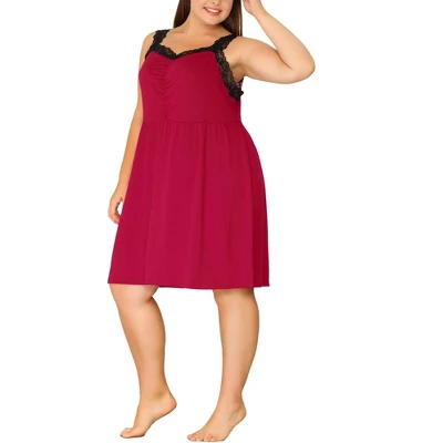Agnes Orinda Women's Plus Size Lace Sleep Above Knee Lounge Nightgowns 1 Agnes Orinda Women's Plus Size Lace Sleep Above Knee Lounge Nightgowns