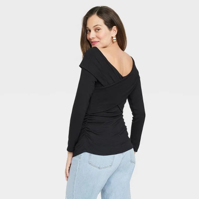 Long Sleeve Over The Shoulder Cross Front Maternity Top - Isabel Maternity By Ingrid & Isabel™ 1 Long Sleeve Over The Shoulder Cross Front Maternity Top - Isabel Maternity By Ingrid & Isabel™