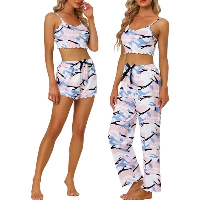 Cheibear Womens 3pcs Sleepwear Cute Print Lounge Pants Camisole With Shorts Pajama Set 7 Cheibear Womens 3pcs Sleepwear Cute Print Lounge Pants Camisole With Shorts Pajama Set - Image 7
