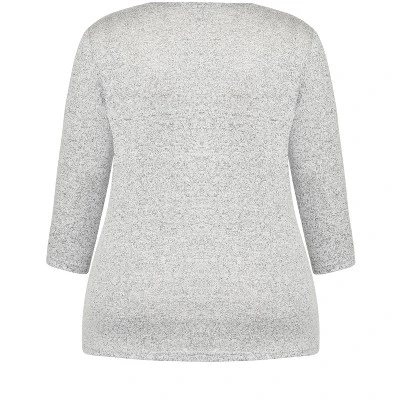 Women's Plus Size V Plain Hacci Top - Gray | AVENUE 5 Women's Plus Size V Plain Hacci Top - Gray | AVENUE - Image 5