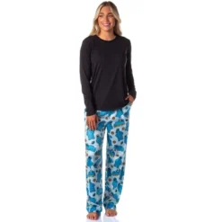 Sesame Street Women's Cookie Monster Tossed Print Sleep Pajama Pants Blue